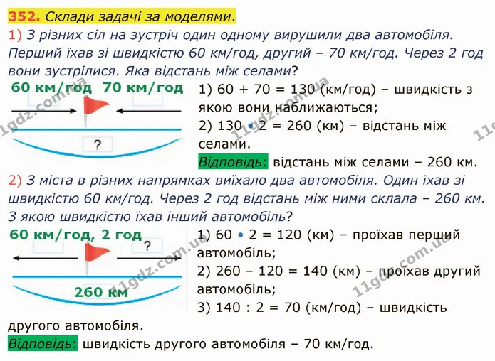 352. Склади задачі за моделями. — ГДЗ Математика 4 клас Лишенко 1-2 ч.