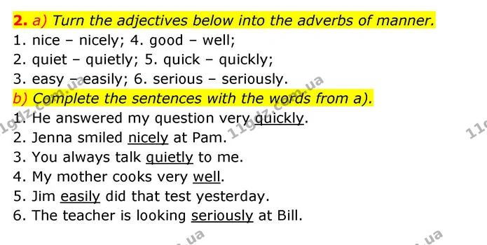2. a) Turn the adjectives below into the adverbs of manner. — ГДЗ Зошит з Граматики Англійська мова 6 клас Карпюк