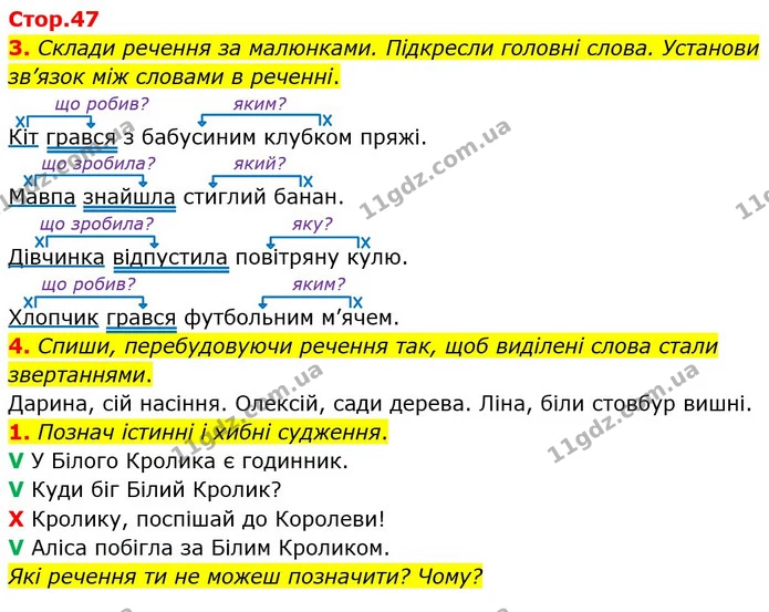 3. Склади речення за малюнками. Підкресли головні слова. Установи зв’язок між словами в реченні. — ГДЗ Робочий зошит Українська мова та читання 3 клас Большакова