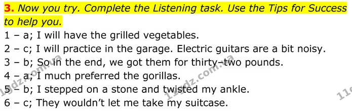 3. Now you try. Complete the Listening task. Use the Tips for Success to help you. — ГДЗ Англійська мова 8 клас Стайрінг (Prepare)