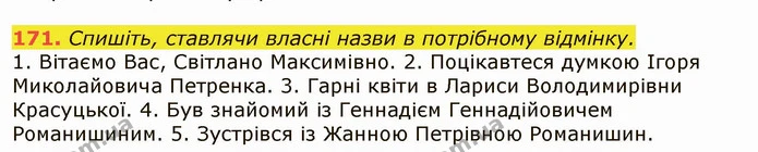 171. Спишіть, ставлячи власні назви в потрібному відмінку. — ГДЗ Українська мова 6 клас Заболотний 2019