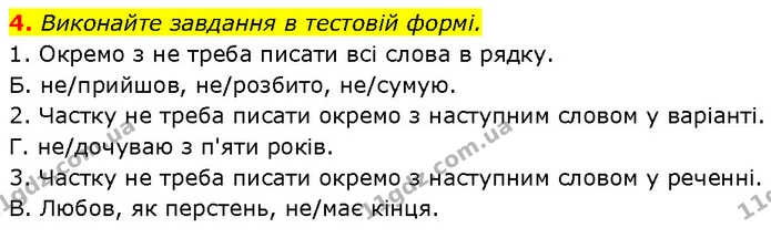 4. Виконайте завдання в тестовій формі. — ГДЗ Українська мова 7 клас Авраменко