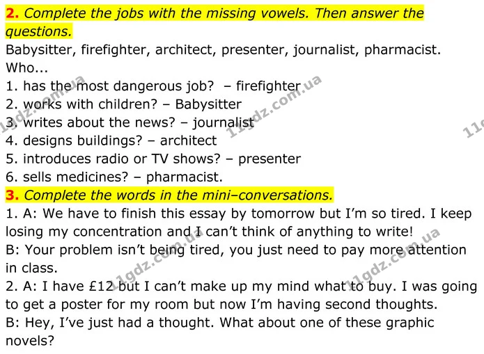2. Complete the jobs with the missing vowels. Then answer the questions. — ГДЗ Англійська мова 8 клас Стайрінг (Prepare)