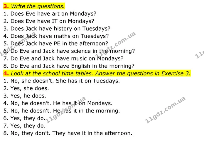 3. Write the questions. — ГДЗ Робочий зошит Англійська мова 5 клас Коста (prepare 5)