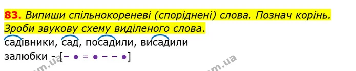 83. Випиши спільнокореневі (споріднені) слова. Познач корінь. — ГДЗ Українська мова та читання 3 клас Захарійчук 2020