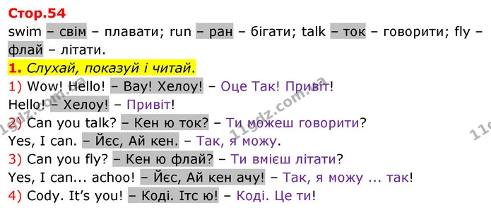 1. Слухай, показуй і читай. — ГДЗ Англійська мова 2 клас Мітчелл