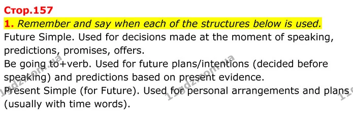 1. Remember and say when each of the structures below is used. — ГДЗ Англійська мова 8 клас Карпюк 2025