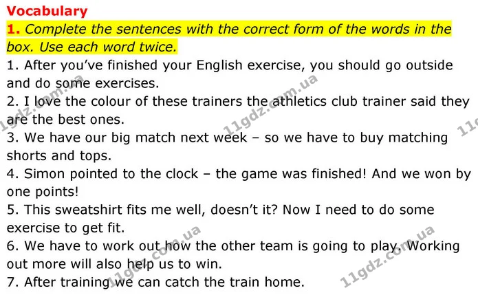 1. Complete the sentences with the correct form of the words in the box. Use each word twice. — ГДЗ робочий зошит Англійська мова 8 клас Гарет Джонс 2025