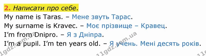 2. Написати про себе. — ГДЗ Робочий зошит Англійська мова 4 клас Карпюк