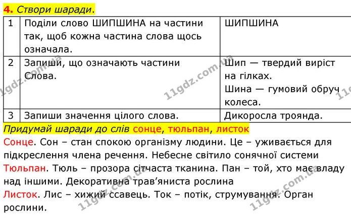 4. Створи шаради. — ГДЗ Робочий зошит Українська мова 4 клас Большакова