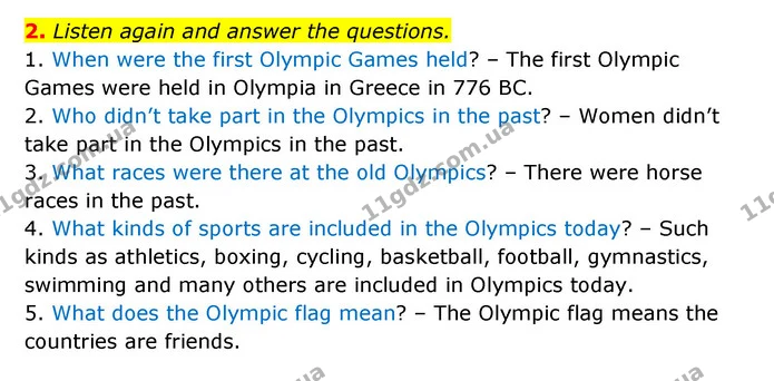 2. Listen again and answer the questions. — ГДЗ Англійська мова 6 клас Карпюк 2023