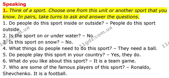 1. Look at the photo of the sport. Match the words 1 – 2 to A and B in the photo. — ГДЗ Англійська мова 6 клас Коста (Prepare 6)