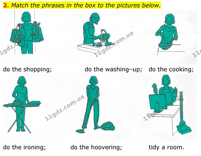 2. Match the phrases in the box to the pictures below. — ГДЗ Робочий зошит Англійська мова 7 клас Карпюк