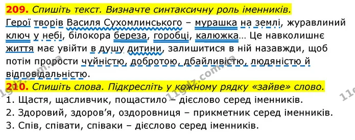 209. Спишіть текст. Визначте синтаксичну роль іменників. — ГДЗ Відповіді Українська мова 6 клас Єрмоленко
