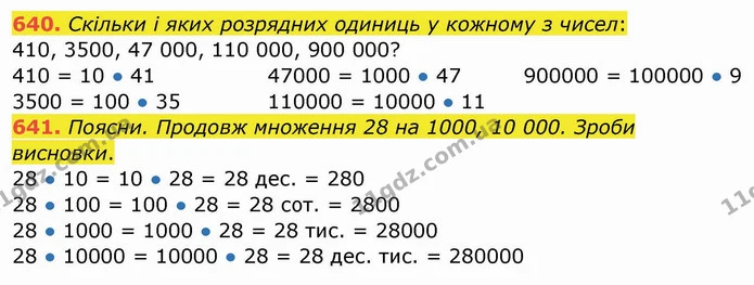 640. Скільки і яких розрядних одиниць у кожному з чисел: — ГДЗ Математика 4 клас Заїка