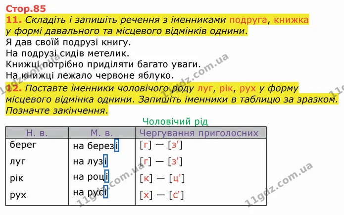 11. Складіть і запишіть речення з іменниками подруга, книжка — ГДЗ Українська мова 4 клас Вашуленко 2021 (1 частина)