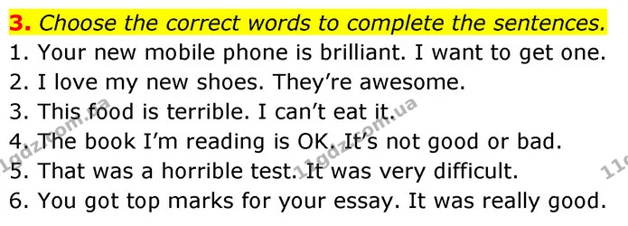 3. Choose the correct words to complete the sentences. — ГДЗ робочий зошит Англійська мова 6 клас Prepare