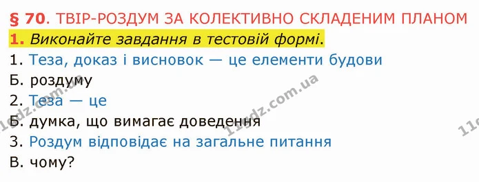 1. Виконайте завдання в тестовій формі. — ГДЗ Українська мова 5 клас Авраменко 2022