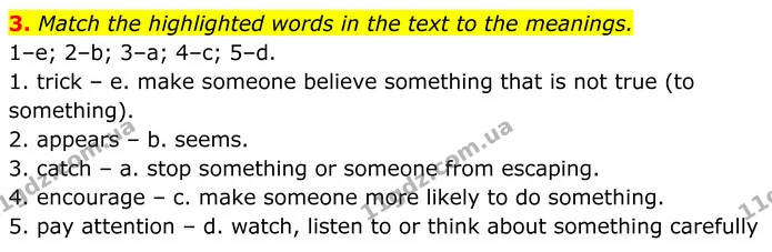 3. Match the highlighted words in the text to the meanings. — ГДЗ Англійська мова 8 клас Стайрінг (Prepare)