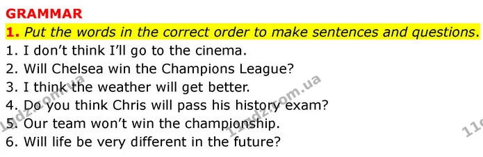 1. Put the words in the correct order to make sentences and questions. — ГДЗ робочий зошит Англійська мова 7 клас Prepare