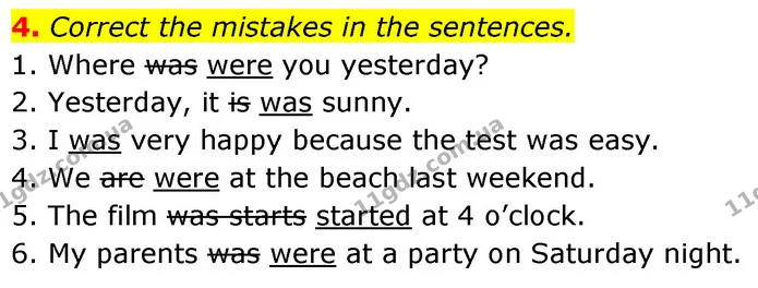 4. Correct the mistakes in the sentences. — ГДЗ робочий зошит Англійська мова 6 клас Prepare