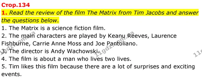 1. Read the review of the film The Matrix from Tim Jacobs and answer — ГДЗ Англійська мова 7 клас Карпюк