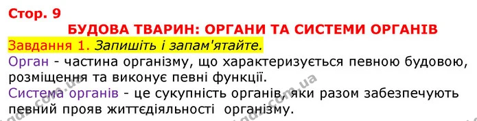 Стор. 9 — 1 — ГДЗ Робочий зошит з Біології 7 клас Яременко — ГДЗ Робочий зошит з Біології 7 клас Яременко