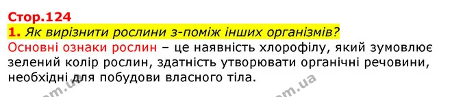1. Як вирізнити рослини з-поміж інших організмів? — ГДЗ Природознавство 5 клас Коршевнюк