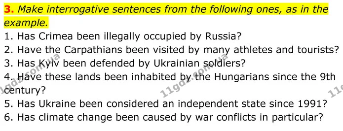 3. Make interrogative sentences from the following ones, as in the example. — ГДЗ Англійська мова 8 клас Карпюк 2025