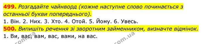 499. Розгадайте чайнворд (кожне наступне слово починається з останньої букви попереднього). — ГДЗ Відповіді Українська мова 6 клас Єрмоленко