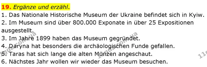19. Ergänze und erzähl. — ГДЗ Німецька мова 7 клас Басай