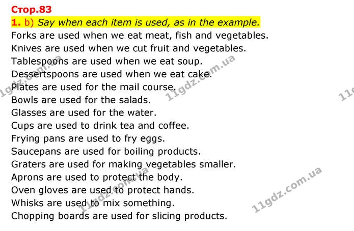 1. b) Say when each item is used, as in the example. — ГДЗ Англійська мова 6 клас Карпюк 2023