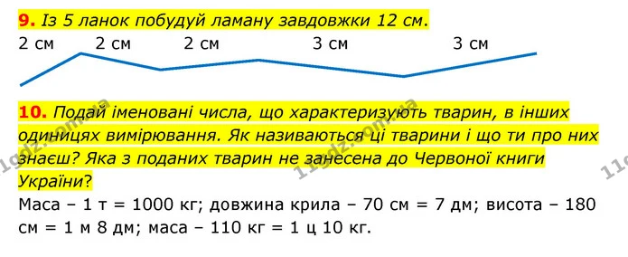 9. Із 5 ланок побудуй ламану завдовжки 12 см. — ГДЗ Математика 3 клас Логачевська 1-2 ч.