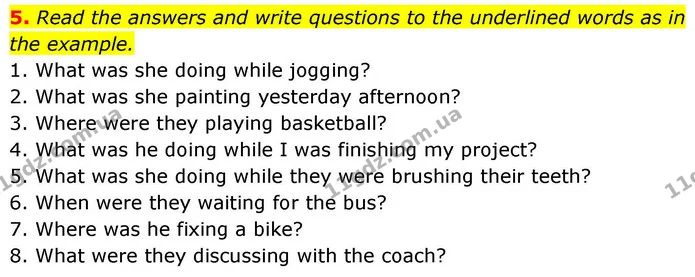 5. Read the answers and write questions to the underlined words as in the example. — ГДЗ зошит Grammar Англійська мова 8 клас Prepare 2025
