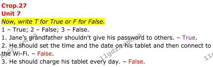 Now, write T for True or F for False. — ГДЗ граматика Англійська мова 7 клас Мітчелл