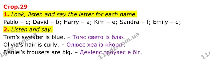 1. Look, listen and say the letter for each name. — ГДЗ Англійська мова 3 клас Пухта