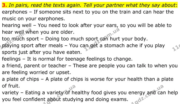 3. In pairs, read the texts again. Tell your partner what they say about: — ГДЗ Англійська мова 7 клас Коста