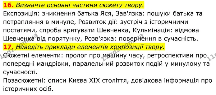 16. Визначте основні частини сюжету твору. — ГДЗ Українська література 8 клас Калинич