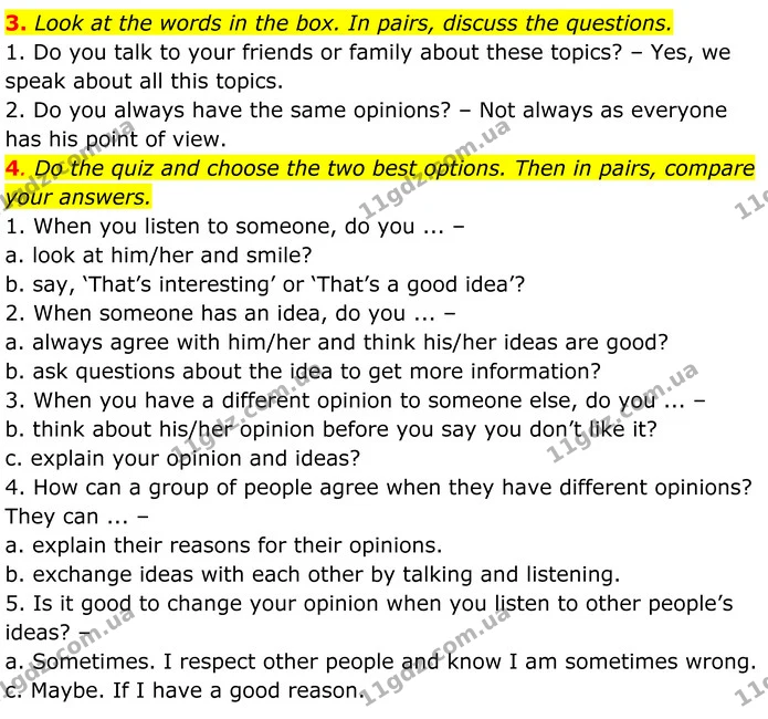 3. Look at the words in the box. In pairs, discuss the questions. — ГДЗ Англійська мова 7 клас Коста
