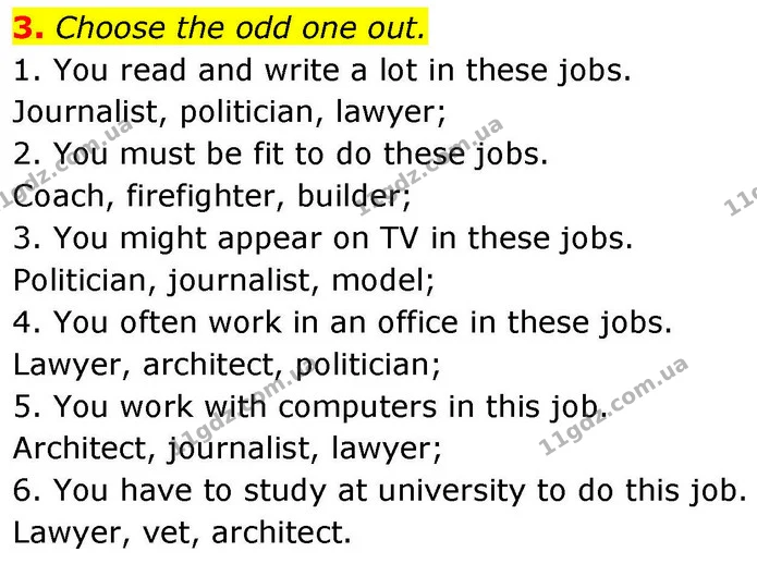 3. Choose the odd one out. — ГДЗ робочий зошит Англійська мова 8 клас Гарет Джонс 2025