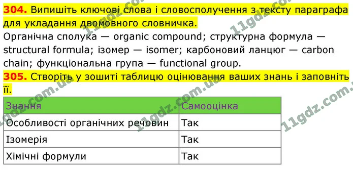 304. Випишіть ключові слова і словосполучення з тексту параграфа для укладання двомовного словничка. — ГДЗ Хімія 9 клас Попель 2026