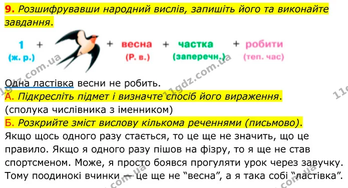 9. Розшифрувавши народний вислів, запишіть його та виконайте завдання. — ГДЗ Українська мова 8 клас Авраменко
