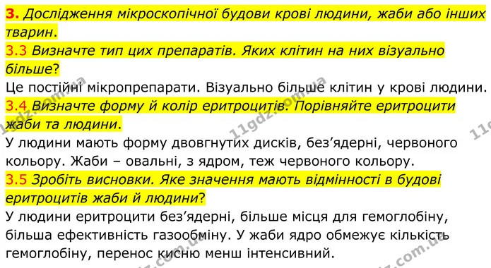 3. Дослідження мікроскопічної будови крові людини, жаби або інших тварин. — ГДЗ Робочий зошит Біологія 8 клас Тагліна (2025)