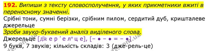 192. Випиши з тексту словосполучення, у яких прикметники вжиті в переносному значенні. — ГДЗ Українська мова та читання 3 клас Захарійчук 2020