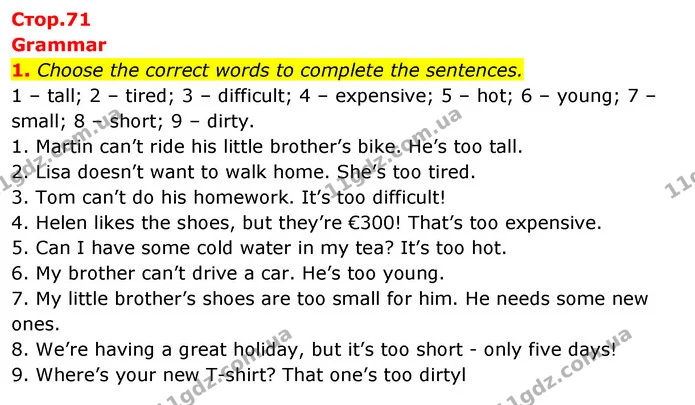 1. Choose the correct words to complete the sentences. — ГДЗ Робочий зошит Англійська мова 5 клас Коста (prepare 5)
