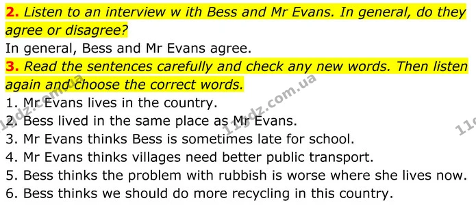 2. Listen to an interview w ith Bess and Mr Evans. In general, do they — ГДЗ Англійська мова 8 клас Стайрінг (Prepare)
