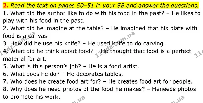 2. Read the text on pages 50–51 in your SB and answer the questions. — ГДЗ Робочий зошит Англійська мова 7 клас Карпюк