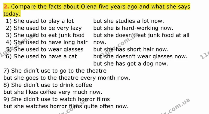 2. Compare the facts about Olena five years ago and what she says today. — ГДЗ Робочий зошит англійська мова 10 клас Ходаковська