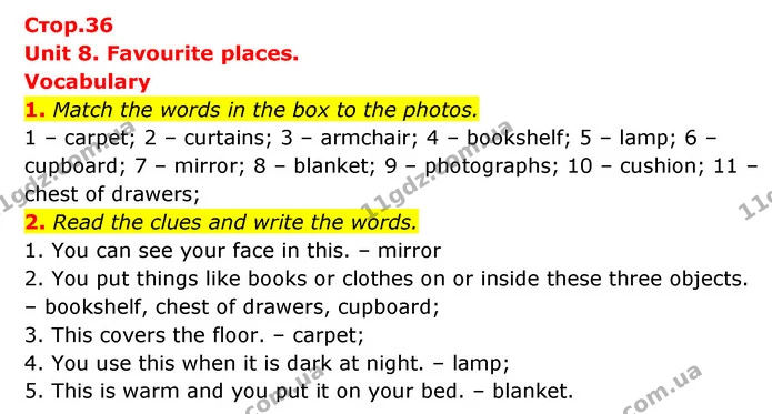 1. Match the words in the box to the photos. — ГДЗ робочий зошит Англійська мова 6 клас Prepare
