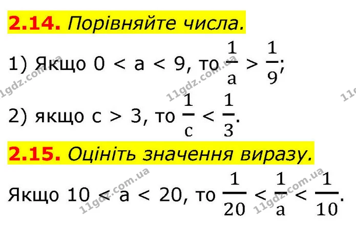 2.14. Порівняйте числа. — ГДЗ Алгебра 9 клас Істер